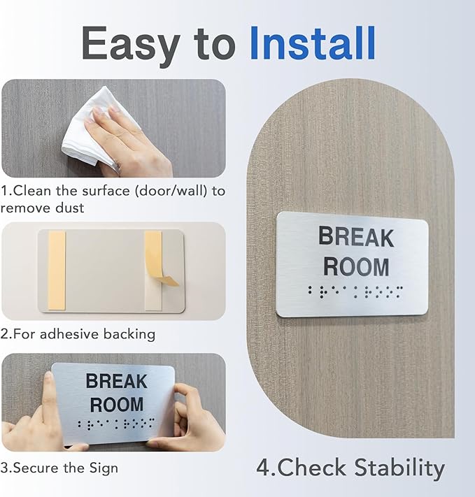 Wellness Room Signs with Raised Text & Grade 2 Braille, Brushed Aluminum/Silver - Image 5