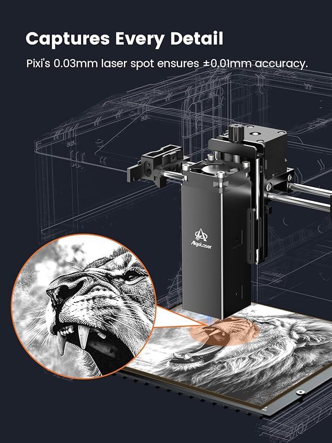 AlgoLaser 5W Smart Laser Engraver Machine: Portable Laser Engraver with 3.5" Touchscreen & 2.0 AlgoOS System - Hand Draw/Wireless Transmission/SD Card/Offline - Laser Engraving for Wood, Leather-DeskLoop Office