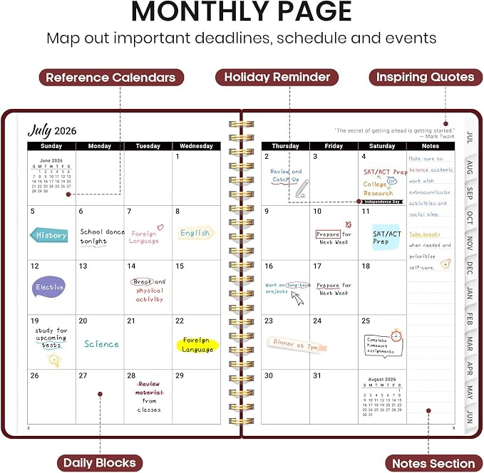 Planner 2026-2027 for Women & Men, Academic Monthly and Weekly Calendar Planner - Image 2