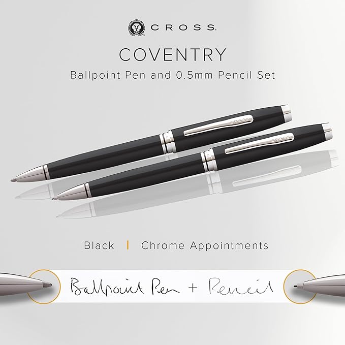 Cross Coventry Black Lacquer Pen and Pencil Gift Set-DeskLoop Office