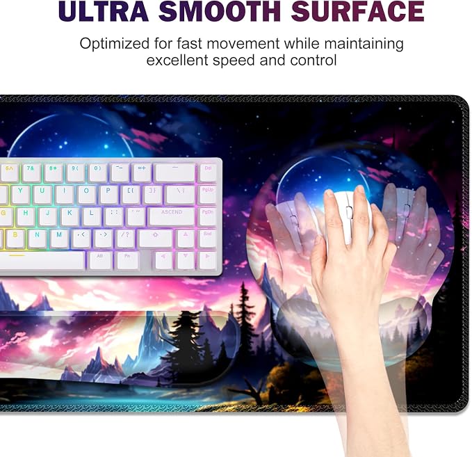 Gaming Mouse Pad, Large Desk Mat, Cute Desk Pad Protector, 4in1 XXL Mousepad + - Image 4