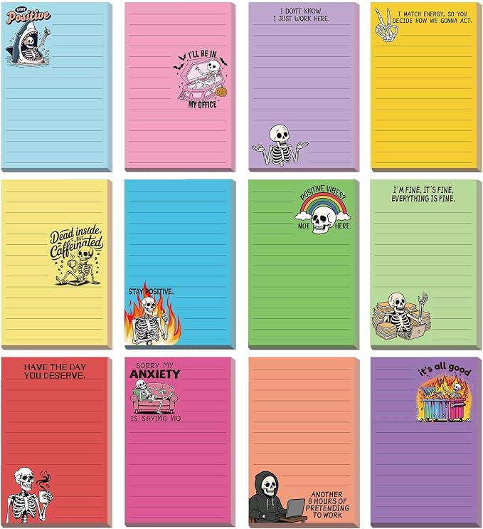 12 Pack Funny Notepads, 5x3 Inches Sarcastic Note Pads Memo Fun Office Gifts by Saypacck