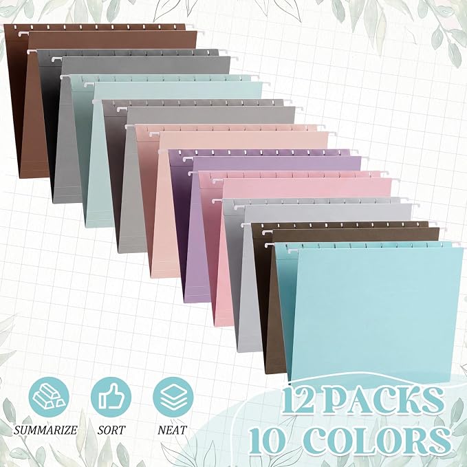 12 Pack Decorative Hanging File Folders, Letter Size - Image 2