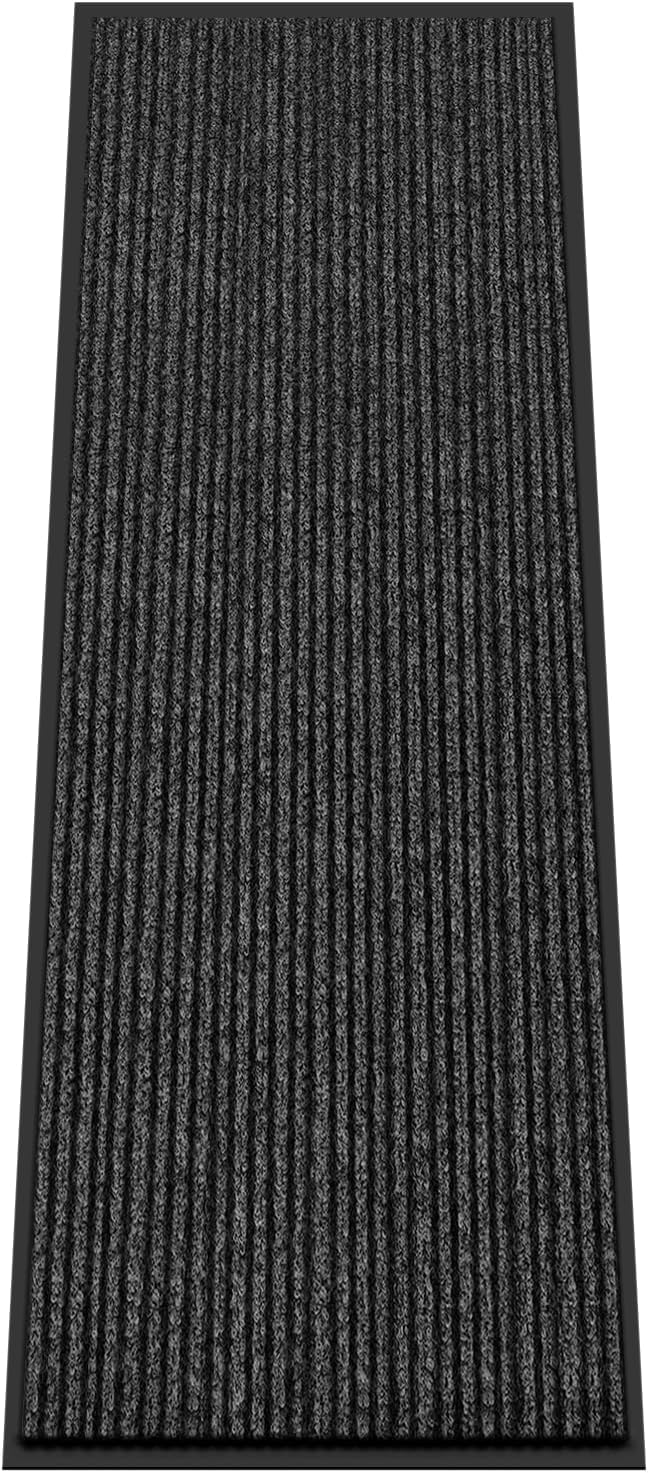 Kuyal Front Door Mat, 2'x6' Indoor Outdoor Entrance Mat, Commercial Floor Mats Inside Outside Entrance, Heavy Duty Durable Welcome, Rubber Backing Non Slip Outdoor Mats for Entryway,Black-DeskLoop Office
