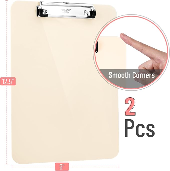 Mr. Pen- Plastic Clipboard, 12.5" x 9", 2 Pack, Clipboard Plastic | Low-Profile - Image 2