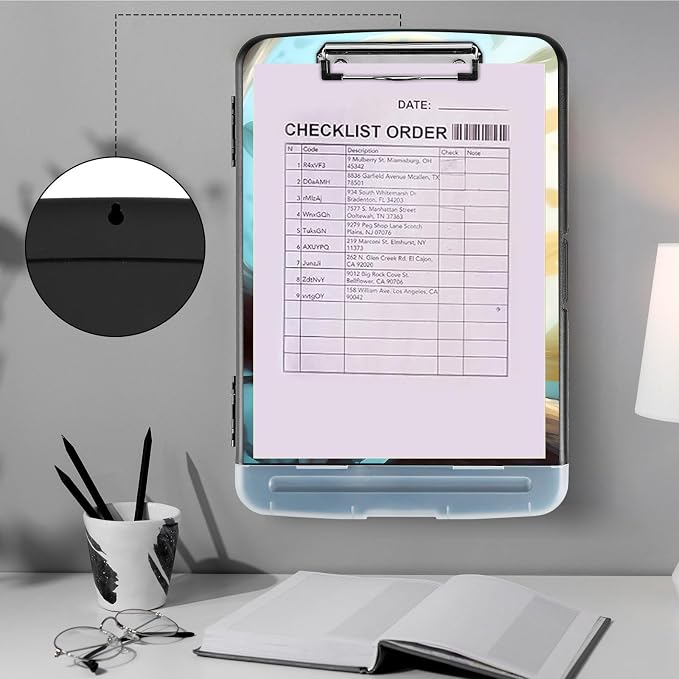 Clipboard with Storage, Storage Clipboard with Pen Holder, Heavy Duty Plastic - Image 4