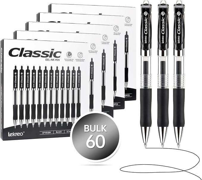 Lekreo Classic Retractable Gel Roller Pens, 0.7mm Fine Point by Unknown