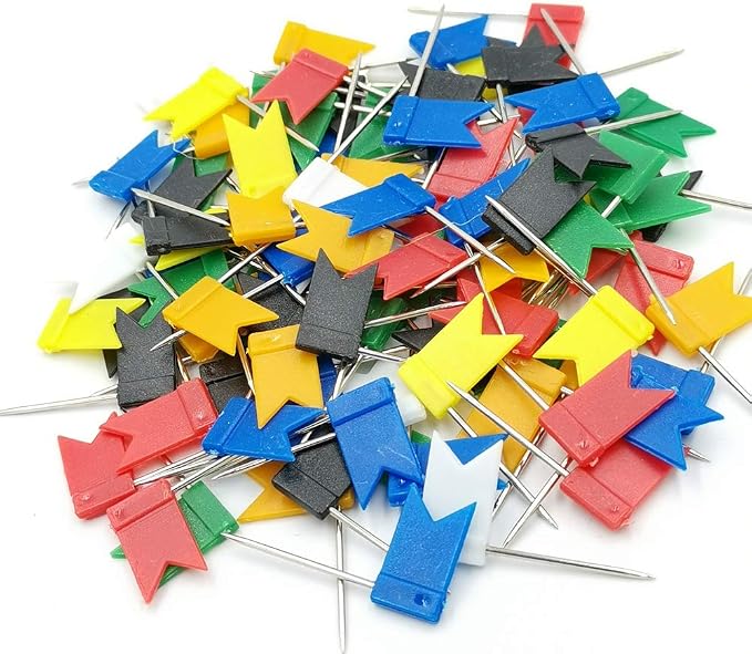 100PCS Map Flag Push Pins, Newlan Colorful Map Tacks Push Pins, Flag Tacks by Unknown