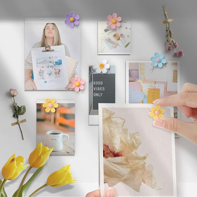 50Pcs Flower Push Pins, 5 Colors Fun Decorative Thumbtacks, Cute Push Pins - Image 4