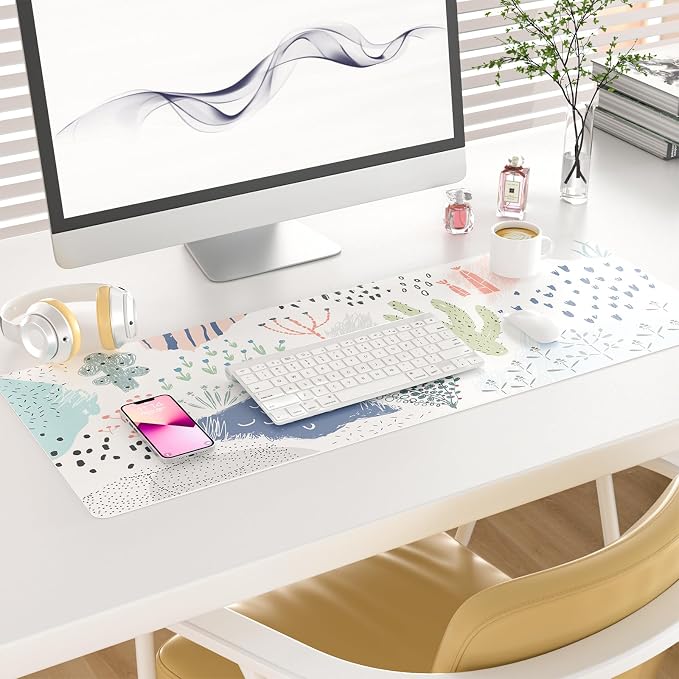 Colorful Star Large Mouse Pad, Waterproof PU Leather Abstract Desk Mat - Image 2