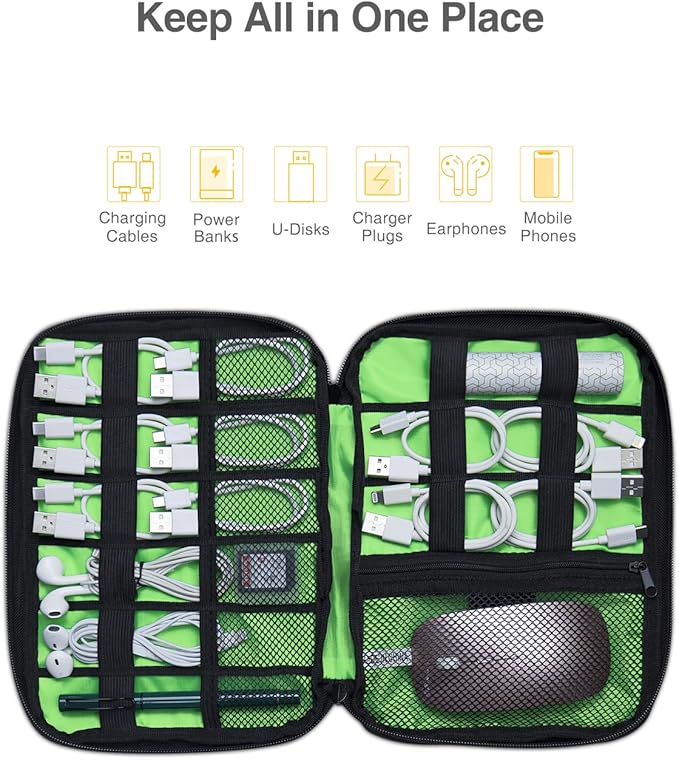 Luxtude Travel Cable Organizer Bag, Flat Cord Organizer Case, Travel Essentials - Image 4