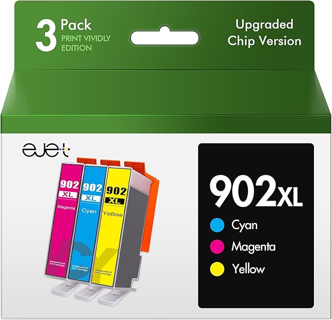 902XL Ink Cartridges Replacements for HP Ink 902 902XL Color Combo Pack Upgraded 902 Ink Cartridges for HP Printers Officejet Pro 6968 6978 6962 6958 6954 6960 Printers(3 Pack, Cyan, Magenta, Yellow)-DeskLoop Office