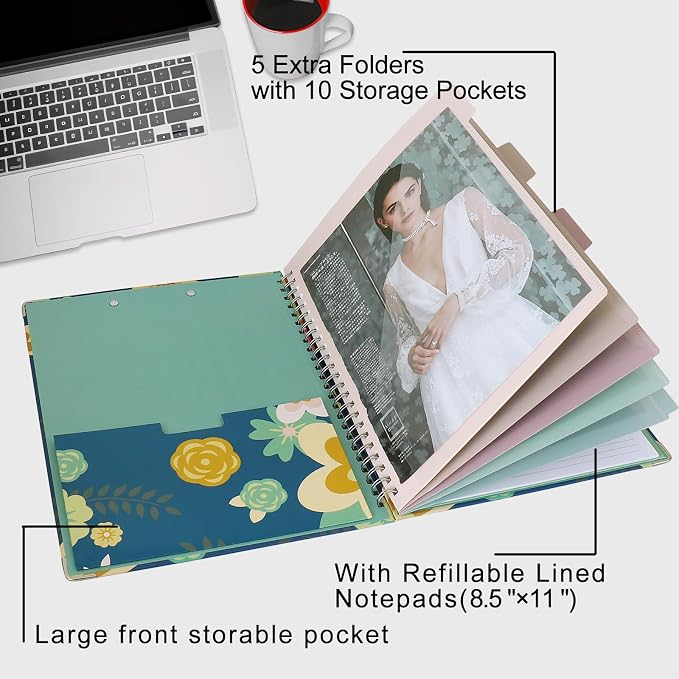 Clipboard Folio Spiral Folder Board, 5 Extra Folders - Image 3