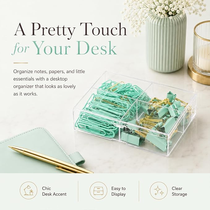 Green and Gold Paper Clips Binder Clips Set - Image 7