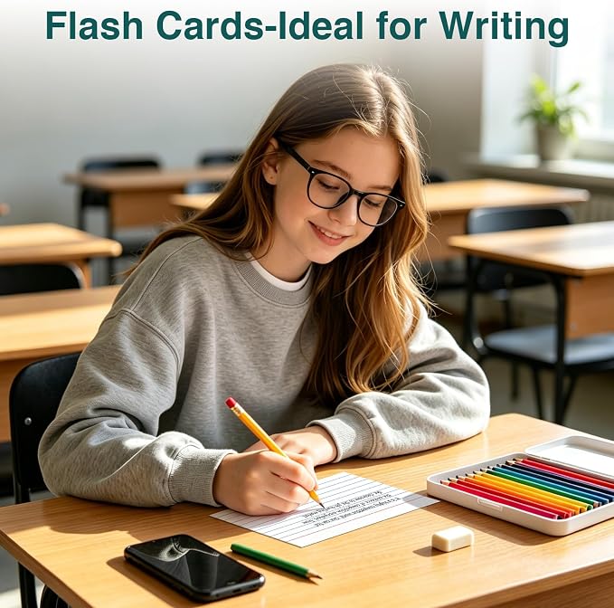 Index Cards 5x8, 100 Sheets, Ruled White Flash Cards - Image 6