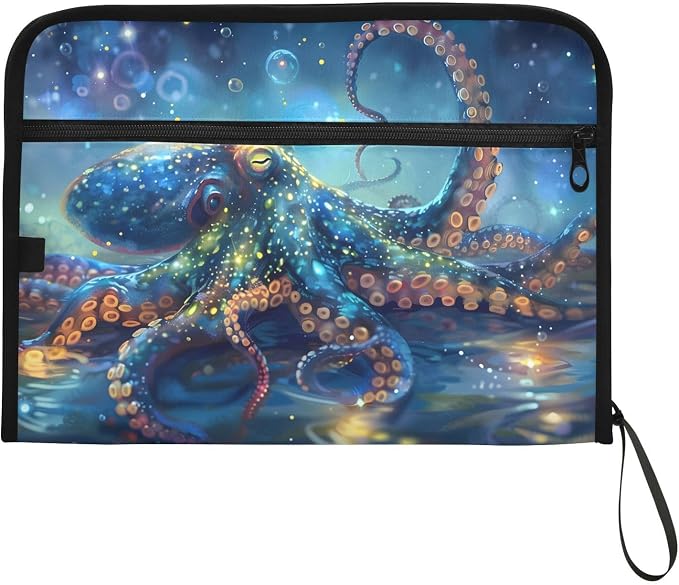 Expanding File Folder Octopus Blue Accordion File Organizer 13 Pockets Document - Image 7