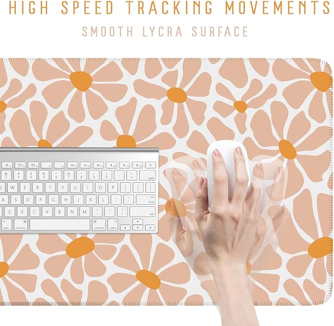 Boho Groovy Floral Leaf Mouse Pad Xl-31.5x15.7in-Desk Mousepad-Extended - Image 5