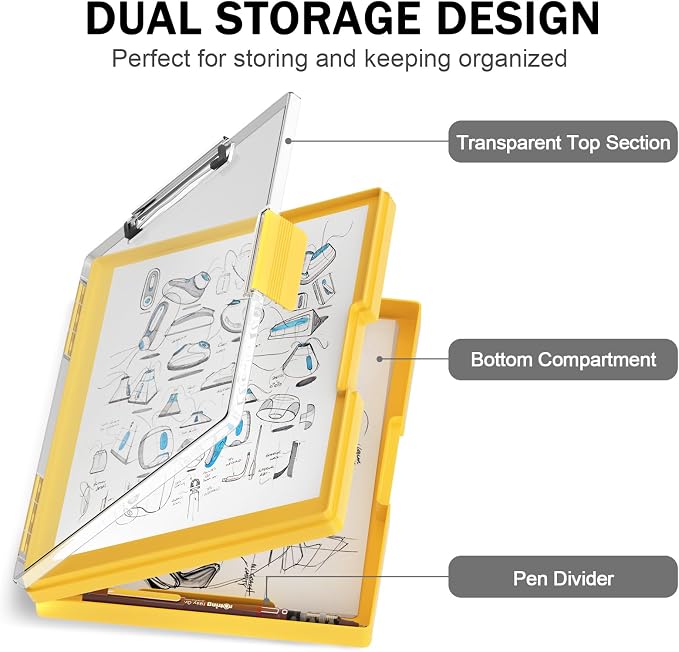 Rimilak Plastic Clipboard with Storage, Side Opening with 2 Compartment - Image 3