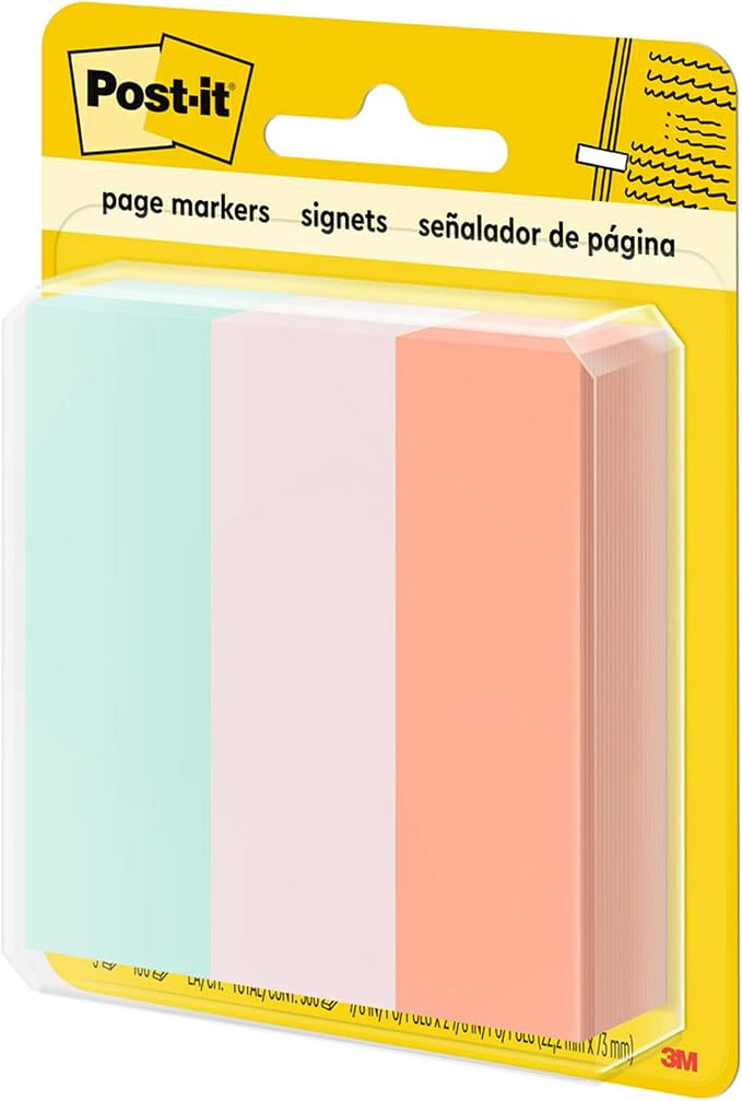 Post-it Page Markers, 1 in x 3 in, 100 Sheets/Pad, 3 Pads/Pack - Image 3