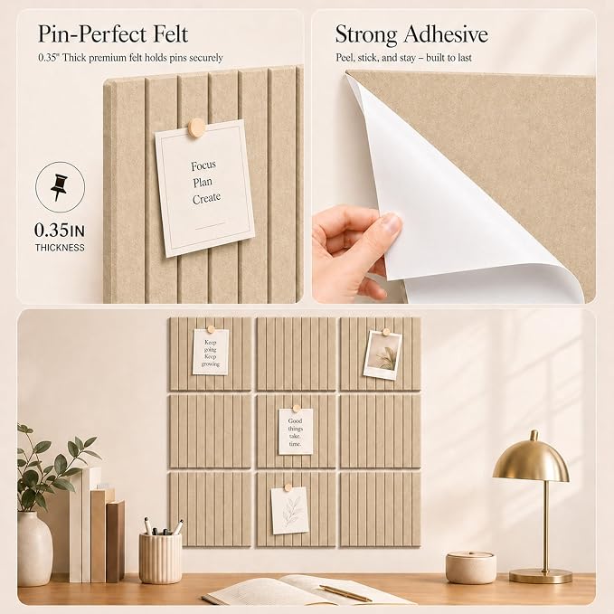 Stripe Felt Bulletin Board Tiles, Cork Board Alternative 24 x 36 in | 0.35 in - Image 3