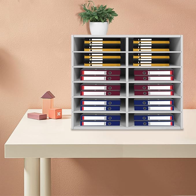 Literature Organizer Sorter for Desk, 12 Slots Adjustable File Sorter Mail - Image 2