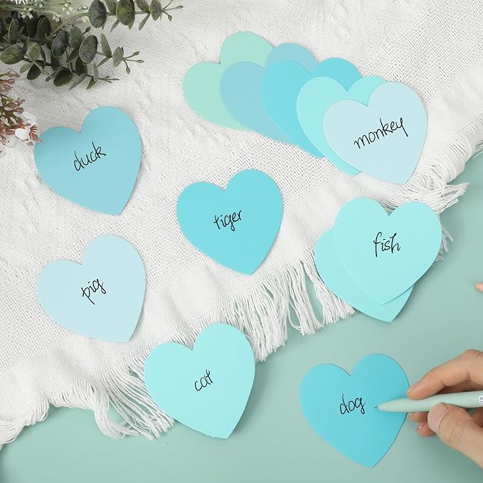 150 Pcs Heart Shape Note Cards Flat Blue Index Cards 3x3 Colored Index Cards - Image 7