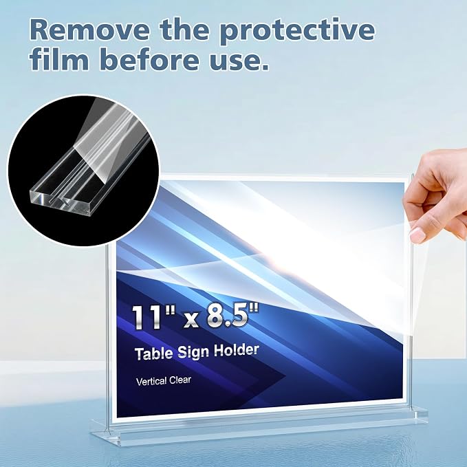 Comix Acrylic Sign Holder 11x8.5 Inches 6 Pack Horizontal T Shape Double Sided - Image 4