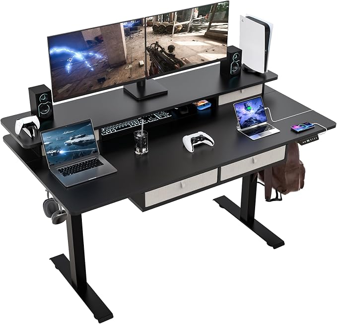 ExaDesk Electric Standing Widened Desk 63 * 30 Inches Adjustable Height by ExaDesk