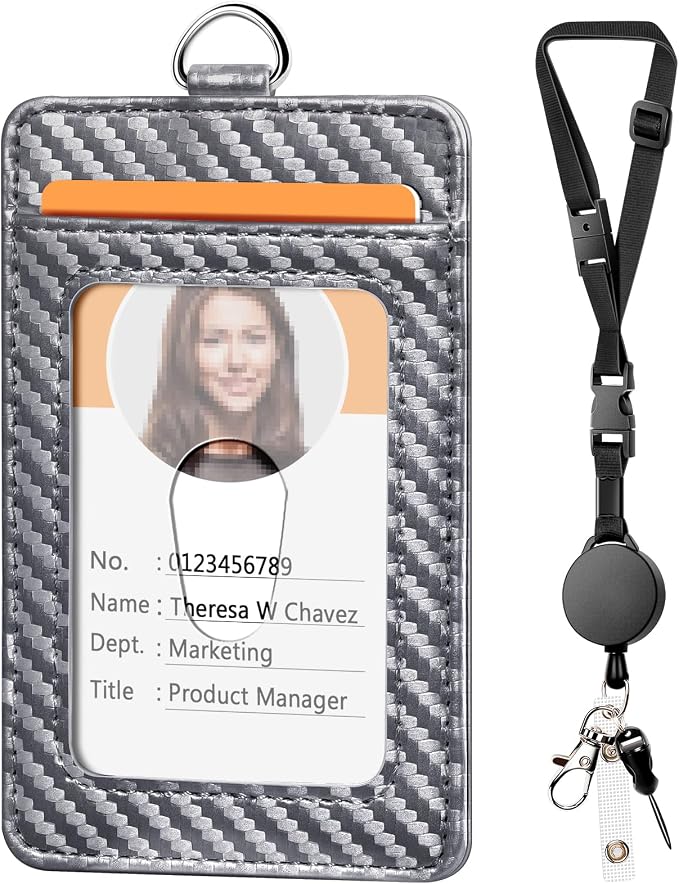 Leather Badge Holder and Adjustable Retractable Lanyards, Quick Release Buckle by Coloryourlife