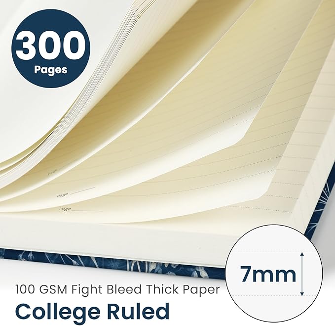 Lined Spiral Notebook Journal for Work, 300 Pages Thick B5 (7.1"x10") College Ruled Journal for Women & Writing, Hardcover Notebook for Note Taking, Perfect for Office Home School, Rustic Bloom-DeskLoop Office