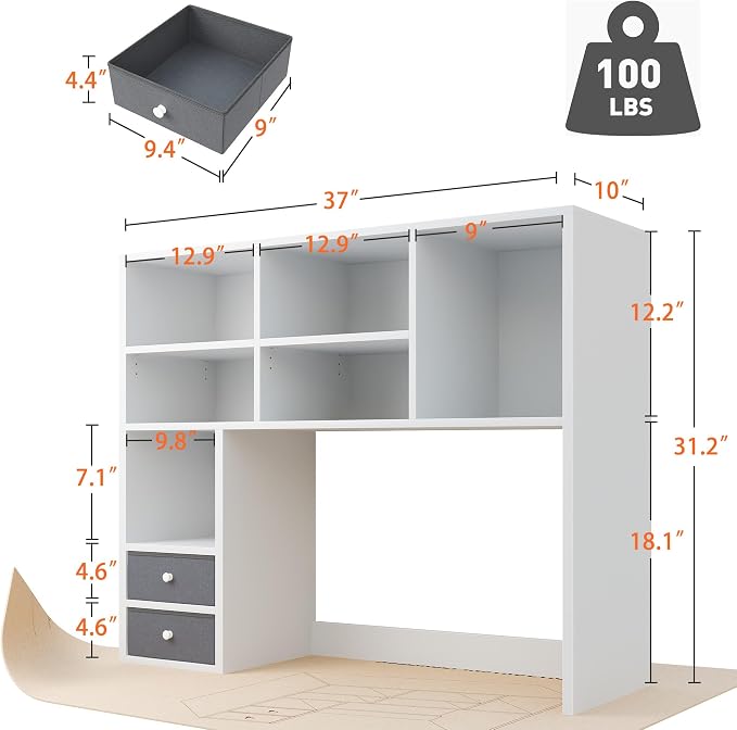 REIBII Desktop Bookshelf, Adjustable Desktop Organizer, High-Capacity Desk - Image 2