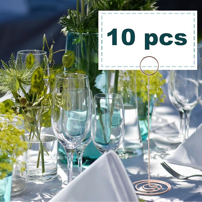 Hoewina 10Pcs Place Card Holder, Table Number Holders, Wire Picture Holder - Image 3