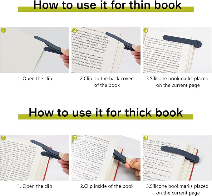 SMUK 6pcs Automatic Bookmark, Silicone Book Marks - Image 4