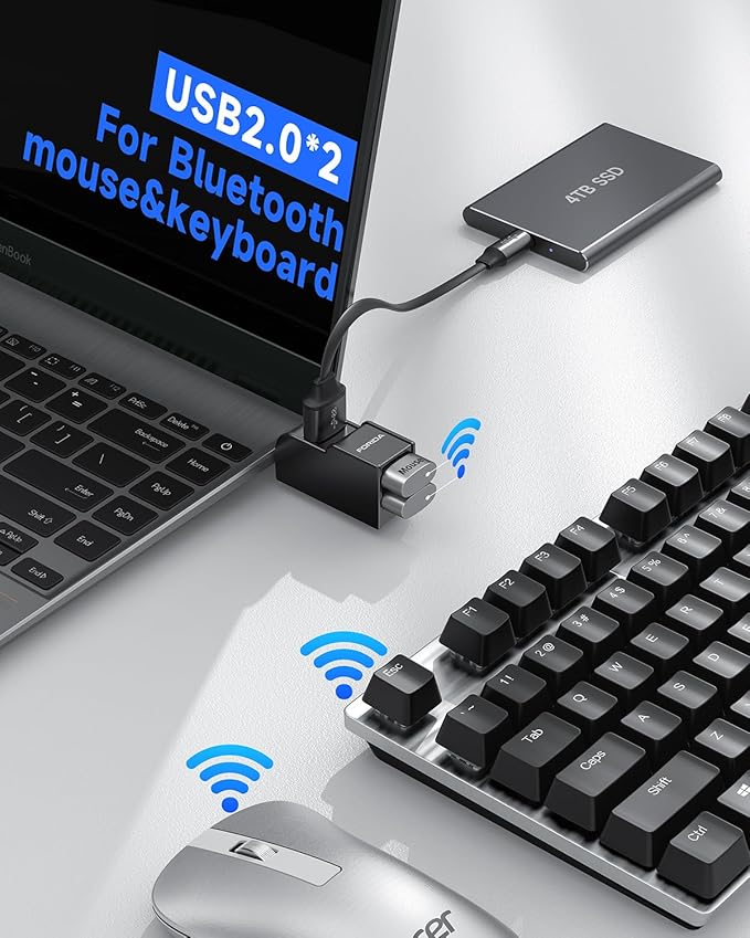 FORIDA 3 Ports USB 3.0 Adapter, USB Hub with 1 USB 3.0 and 2 USB 2.0 Ports, Portable USB Port Splitter for Keyboard, Mobile Hard Disk, U Disk, Camera, Mouse, etc (Black)-DeskLoop Office