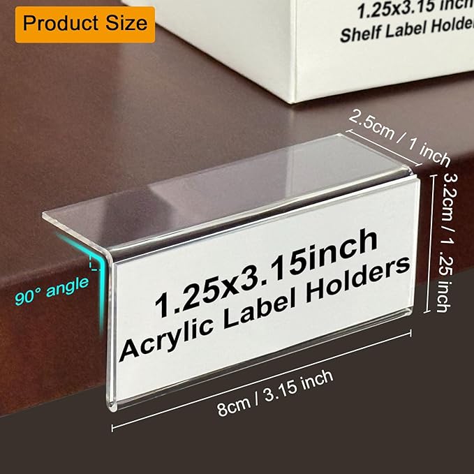 ChanQnTon Acrylic Shelf Labels, L-Shape Book Shelf Labels, Price Tags, Sign - Image 4