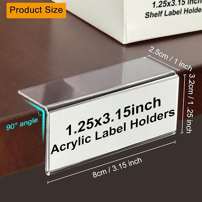 ChanQnTon Acrylic Shelf Labels, L-Shape Book Shelf Labels, Price Tags, Sign - Image 3