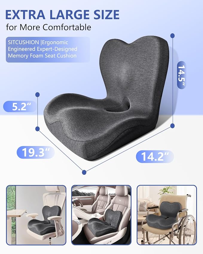 Seat Cushion with Back Support, Lumbar Support Pillow - Image 6