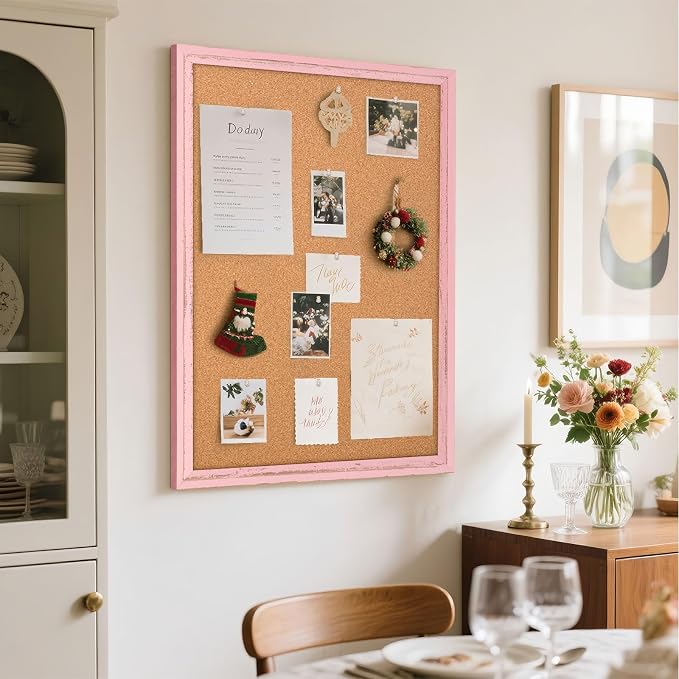 Cork Board Bulletin Board, Decorative Pin Board, Wall Mounted, - Image 7