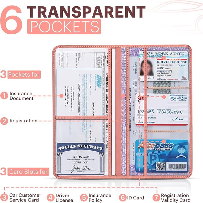 Car Registration and Insurance Card Holder, Magnetic Closure Leather Vehicle - Image 5