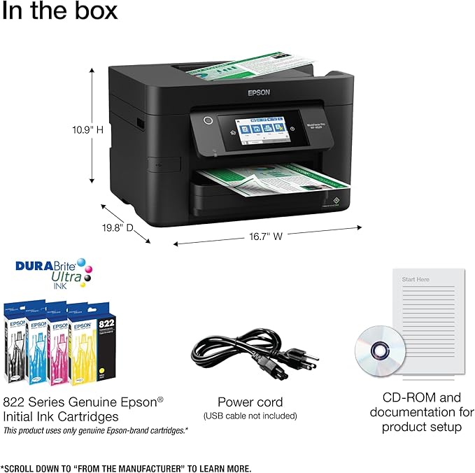 Epson® Workforce® Pro WF-4820 Wireless Color Inkjet All-In-One Printer, Black, Large-DeskLoop Office