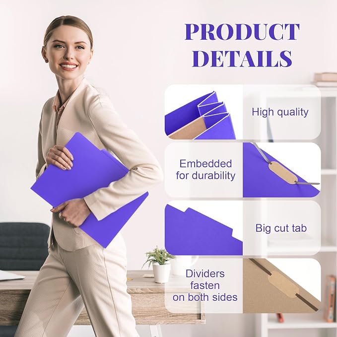 Skyygemm 12 Pcs Classification Folders 3 Pocket Dividers Letter Size Employee - Image 4