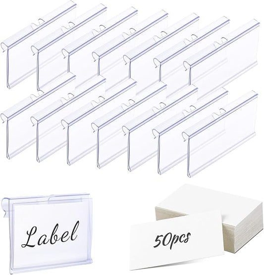 Meetory 50 Pcs Plastic Wire Shelf Label Holders, Retail Shop, Label Papers by Meetory