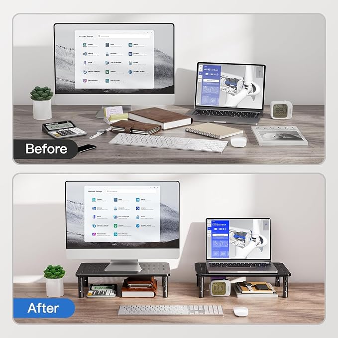 HUANUO Monitor Stand for Desk, Computer Monitor Stand Height Adjustable - Image 5
