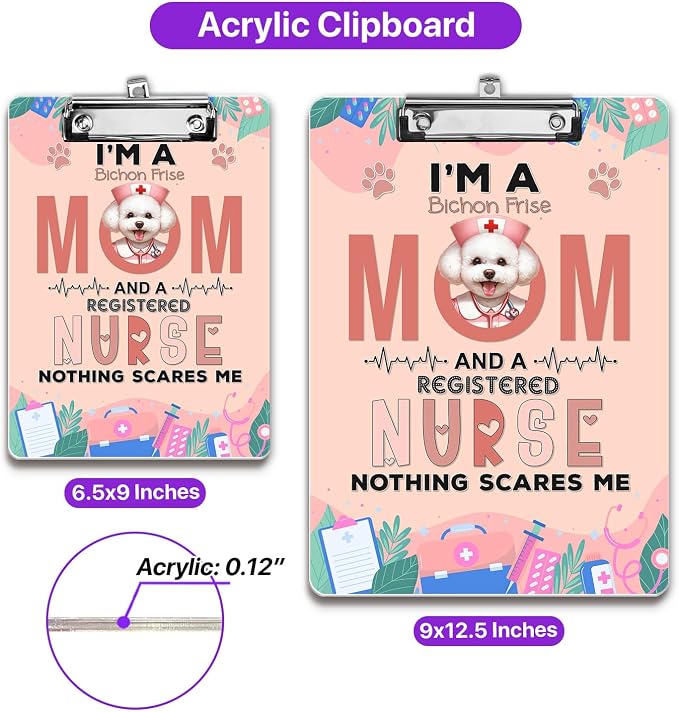 I'm a Bichon Frise Mom and a Registered Nurse Nothing Scares Me Acrylic - Image 5