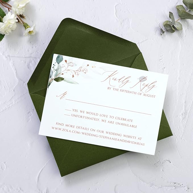 PONATIA 50 Pack Small Envelopes, 3.62 x 5.12'' Olive Green Envelopes Perfect - Image 8