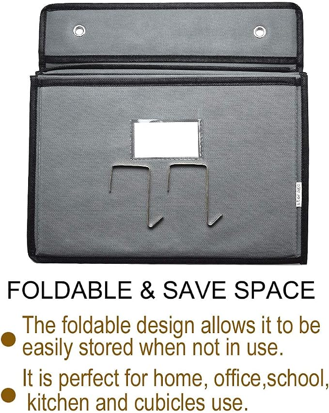 Over the Door Hanging File Organizer 5 Extra Large Pockets Wall Hanging File - Image 6