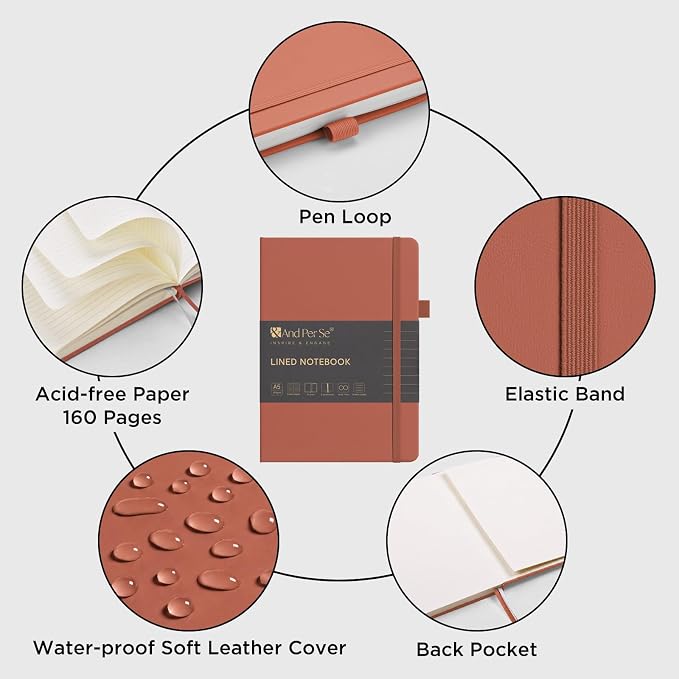 &And Per Se Lined Journal Notebook, 160 Pages, A5 5.7 x 8 inches College Ruled - Image 4