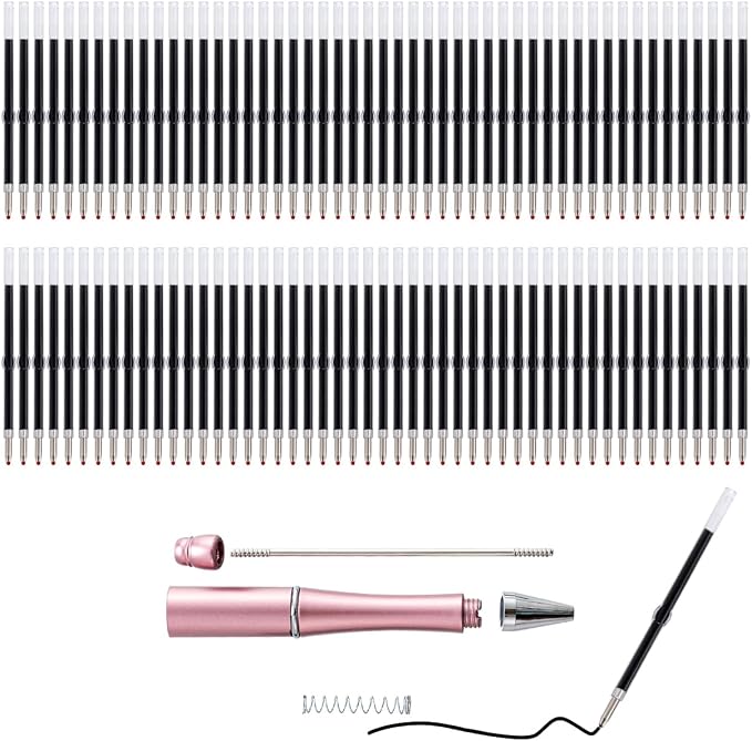 PASISIBICK 100 Pieces Plastic Beadable Pen Refills, 2.44 inch/6.2 cm Black Ink by PASISIBICK