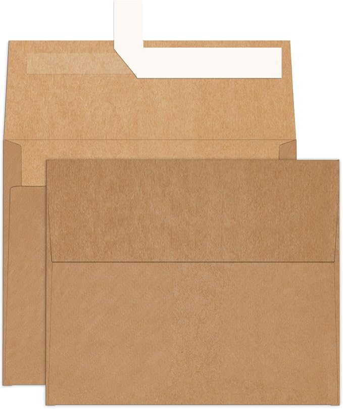 A2 Brown Kraft Envelopes 100 Pack, Goefun 4.375 x 5.75 Printable Greeting Card by Goefun
