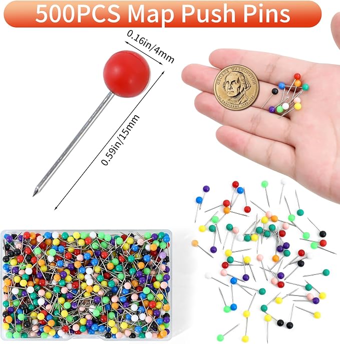 500Pcs Multi-Color Push Pins, Map Pins - Image 2
